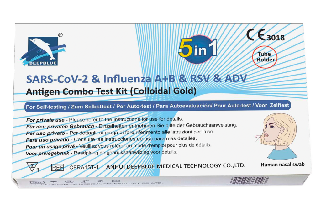 Deepblue 5in1 Covid Influenza A&B RSV ADV Test - Antigen Combo Test - Covid and Flu